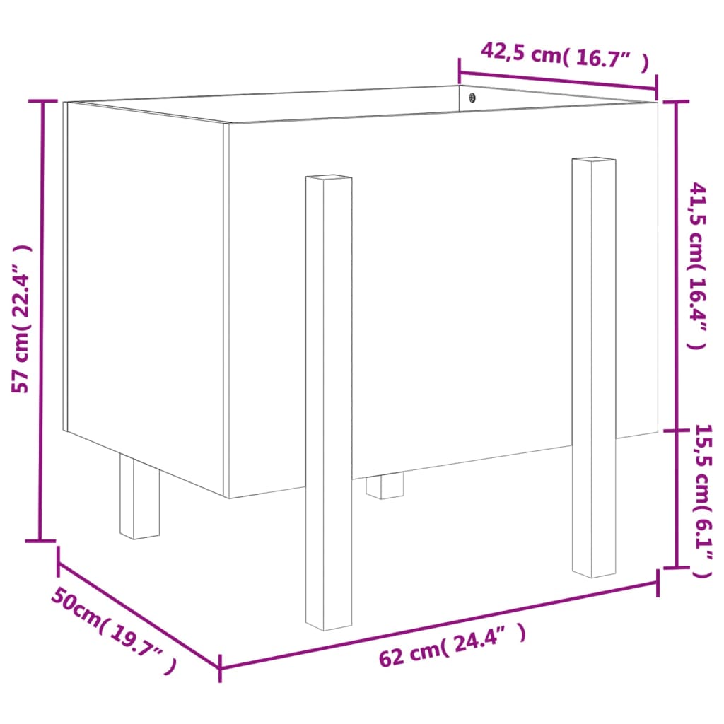 Hageplantekasse hvit 62x50x57 cm heltre furu
