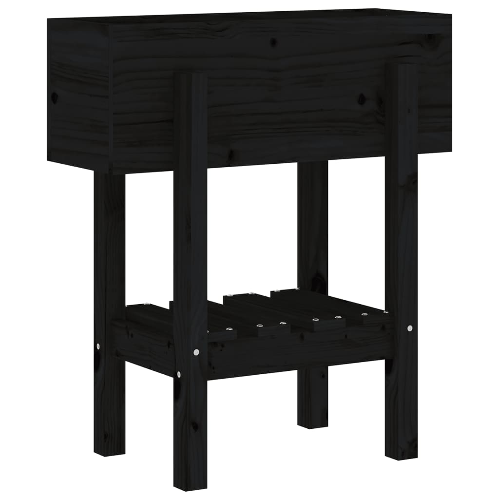 Hageplantekasse svart 62x30x69 cm heltre furu