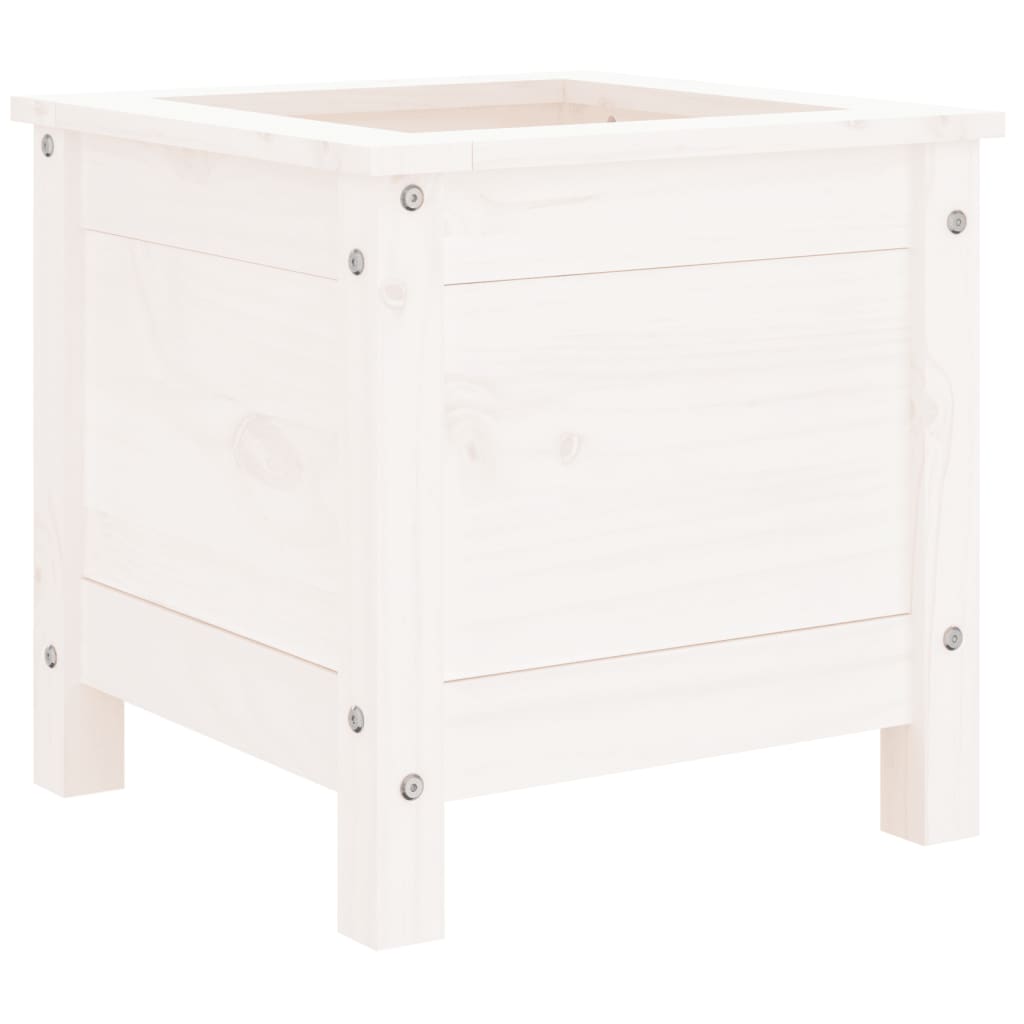 Hageplantekasse hvit 40x40x39 cm heltre furu