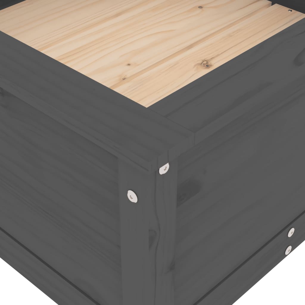 Hageplantekasse grå 82,5x82,5x39 cm heltre furu