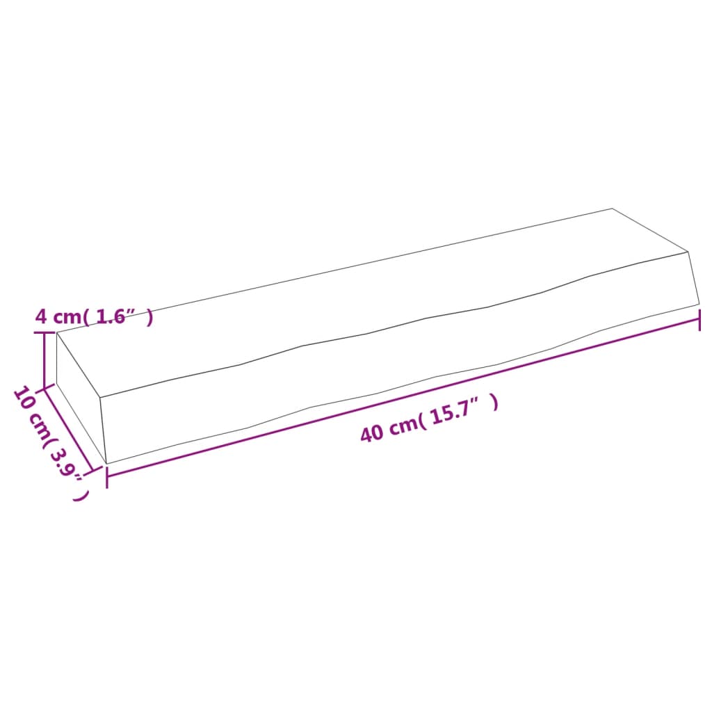 Vegghylle mørkebrun 40x10x4 cm behandlet heltre eik