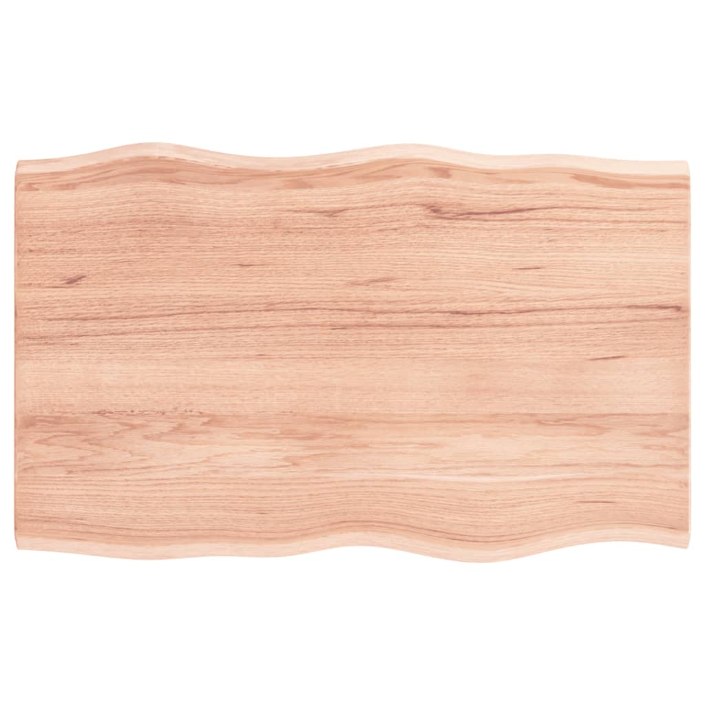 Bordplate lysebrun 80x50x2cm behandlet heltre eik naturlig kant