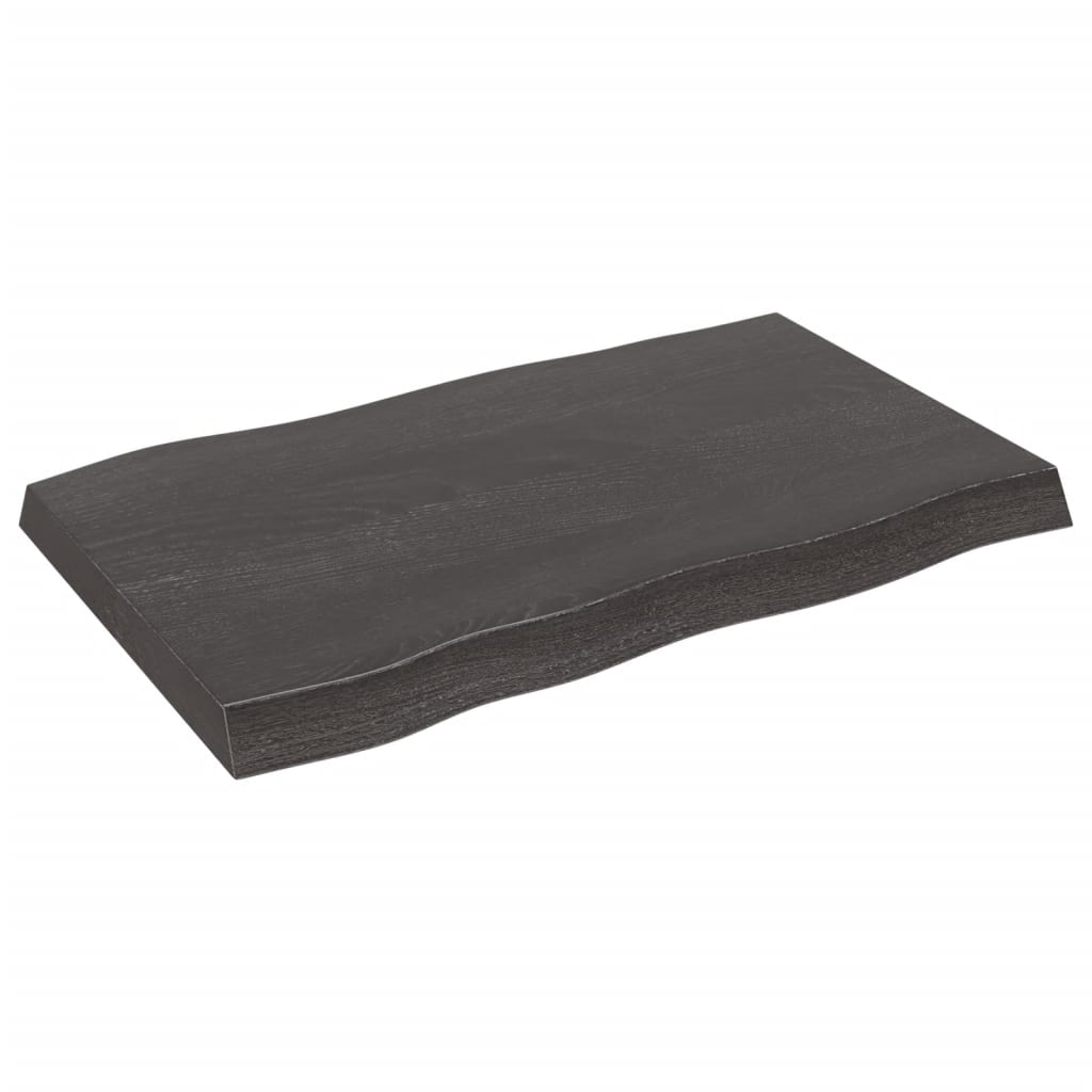 Bordplate mørkebrun80x50x(2-6)cm behandlet heltre naturlig kant