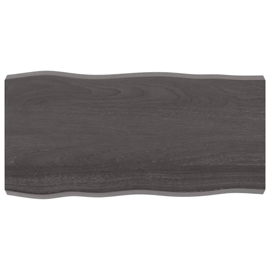 Bordplate mørkegrå 100x50x6 cm behandlet eik naturlig kant