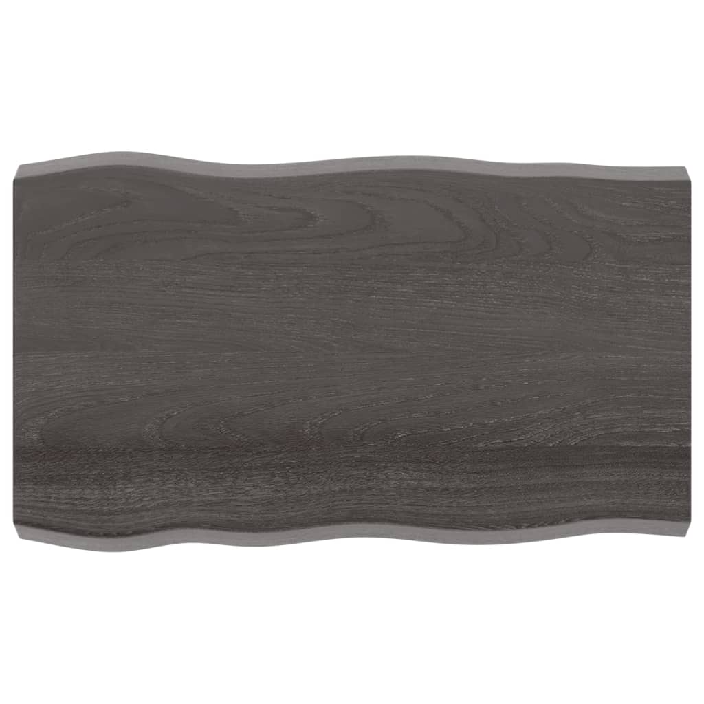 Bordplate mørkegrå 100x60x6 cm behandlet eik naturlig kant