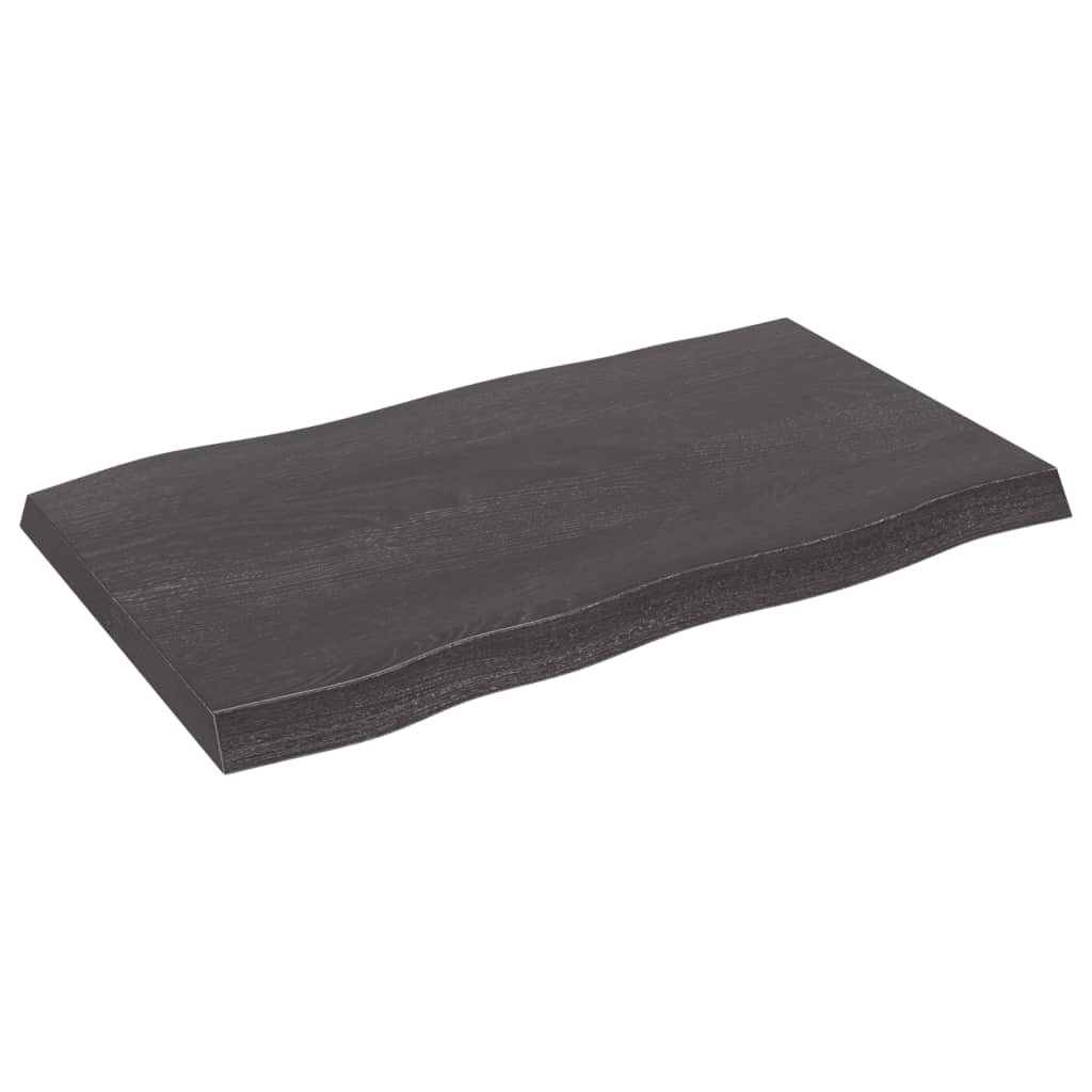 Bordplate mørkegrå 100x60x6 cm behandlet eik naturlig kant