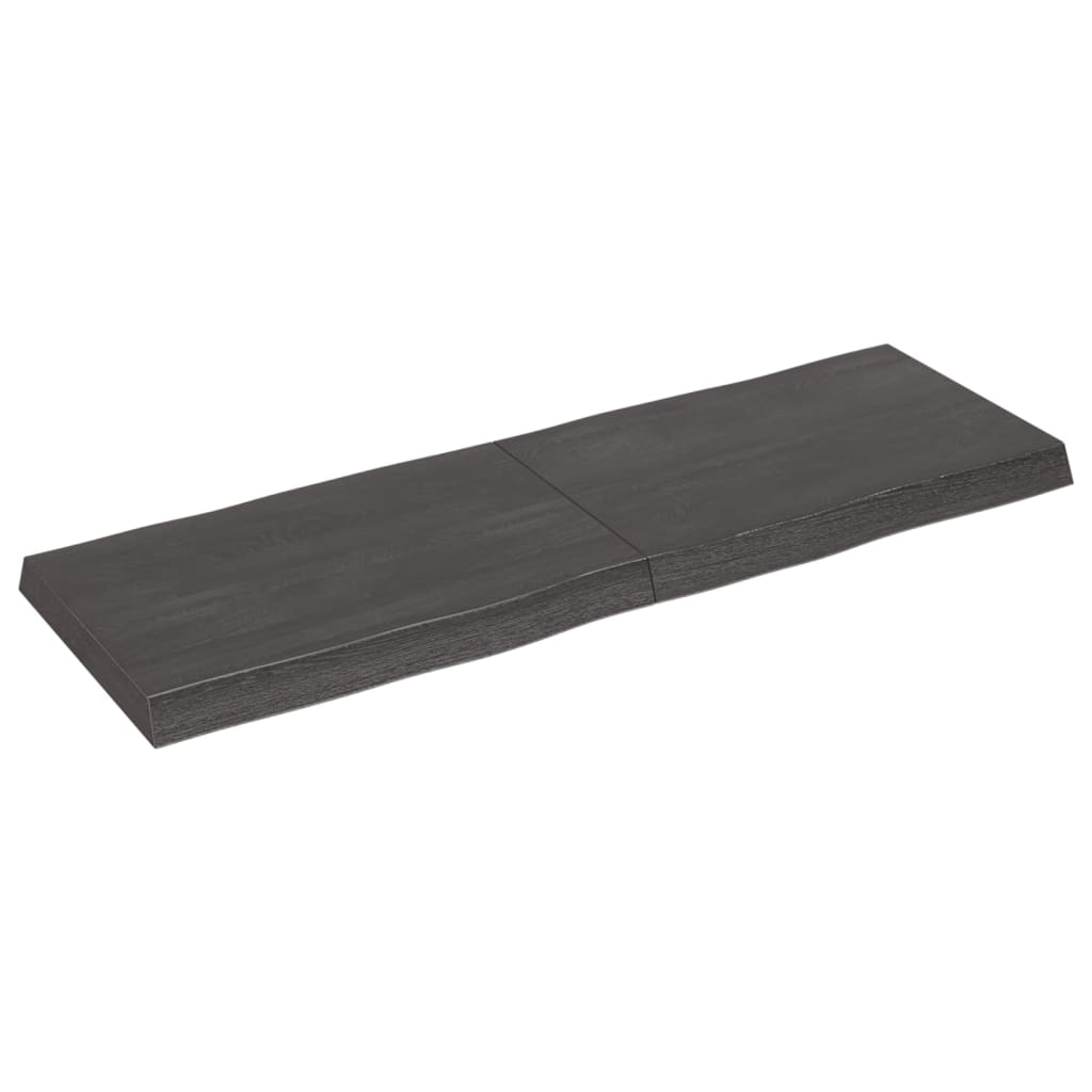 Bordplate mørkegrå 120x40x6 cm behandlet eik naturlig kant