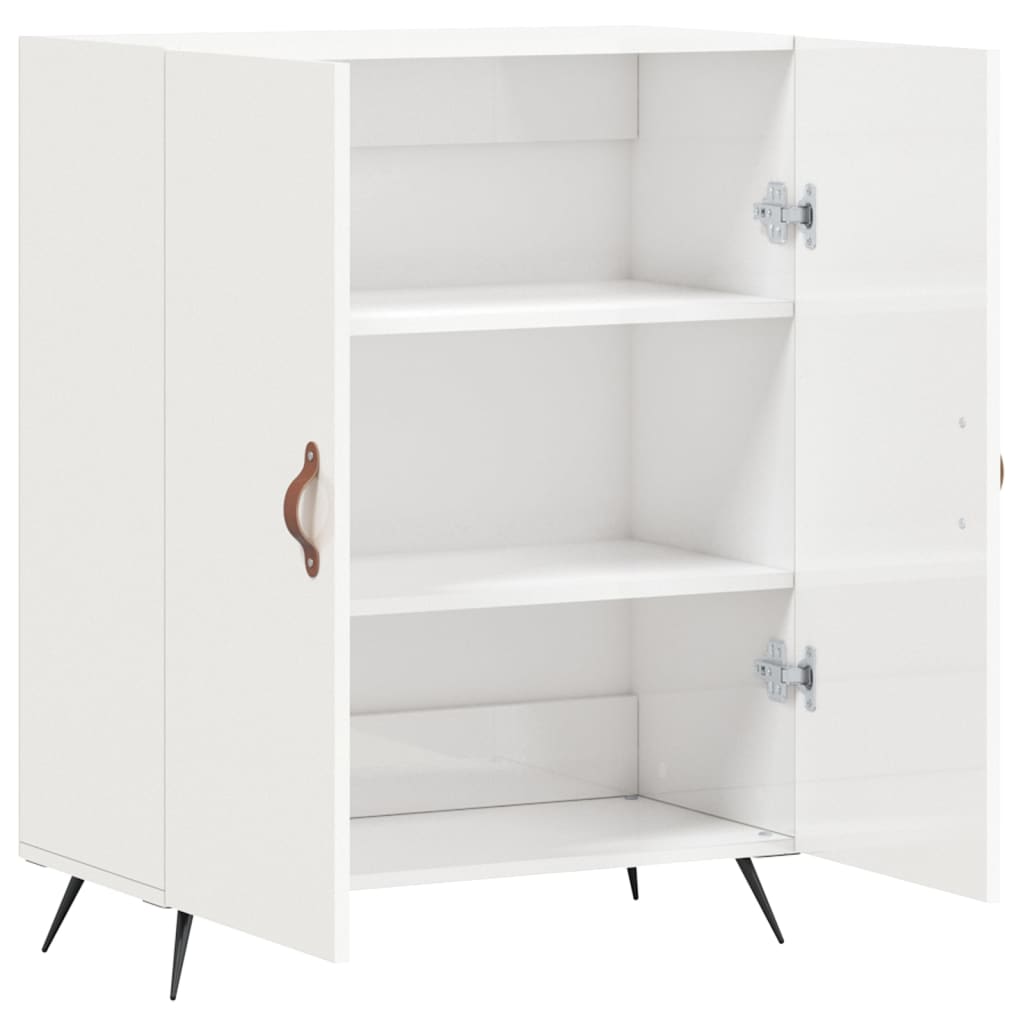 Skjenk høyglans hvit 69,5x34x90 cm konstruert tre