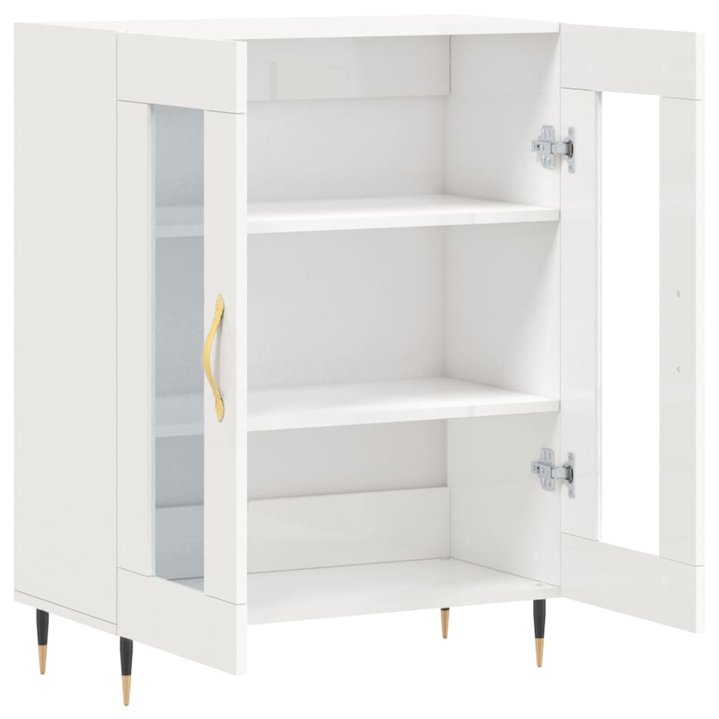 Skjenk høyglans hvit 69,5x34x90 cm konstruert tre
