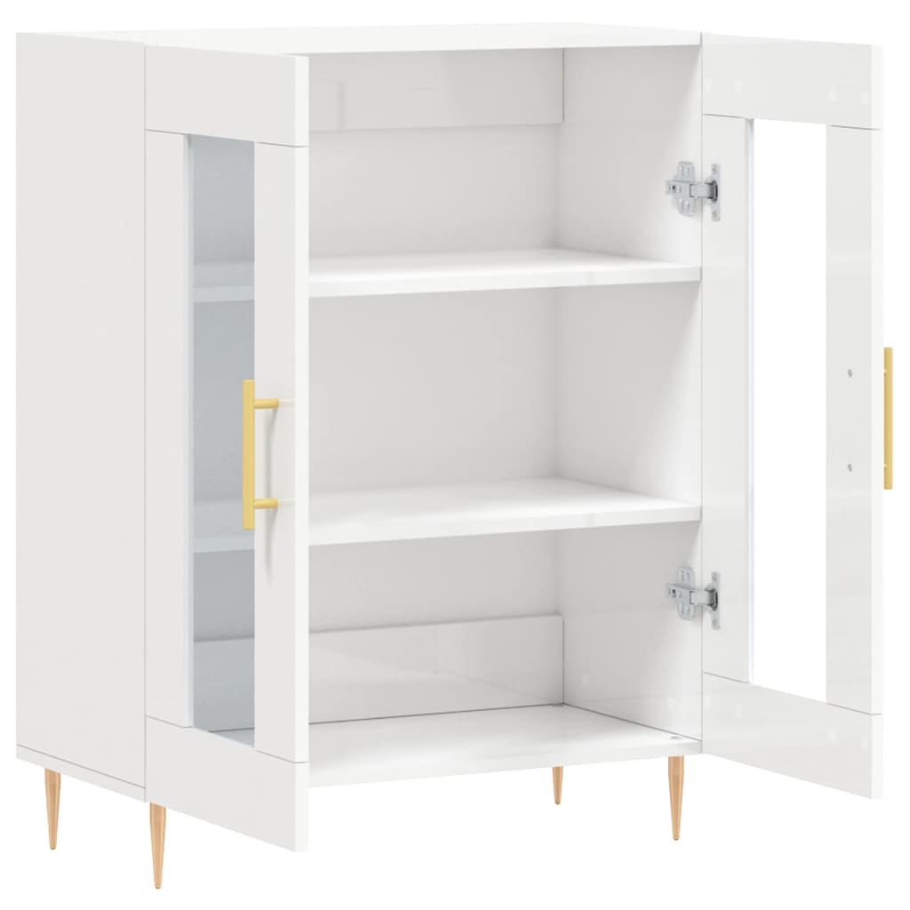 Skjenk høyglans hvit 69,5x34x90 cm konstruert tre