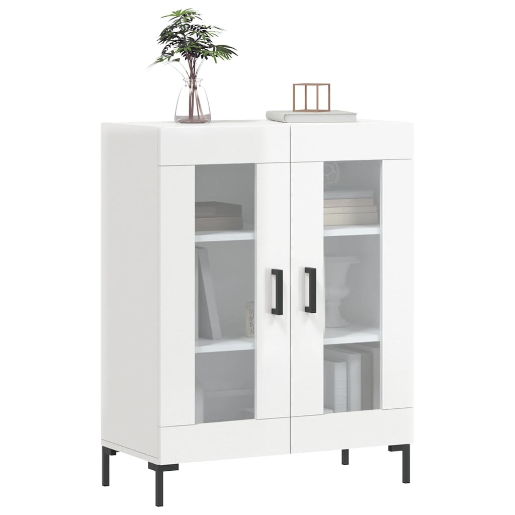 Skjenk høyglans hvit 69,5x34x90 cm konstruert tre