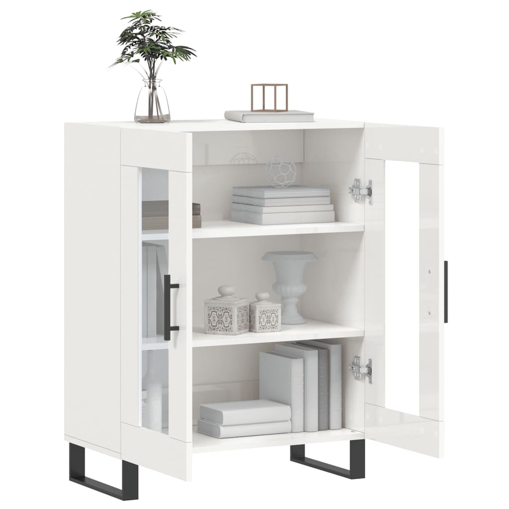 Skjenk høyglans hvit 69,5x34x90 cm konstruert tre