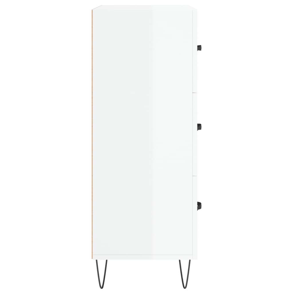 Skjenk høyglans hvit 69,5x34x90 cm konstruert tre
