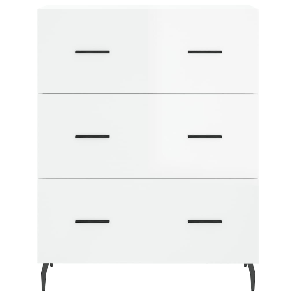 Skjenk høyglans hvit 69,5x34x90 cm konstruert tre