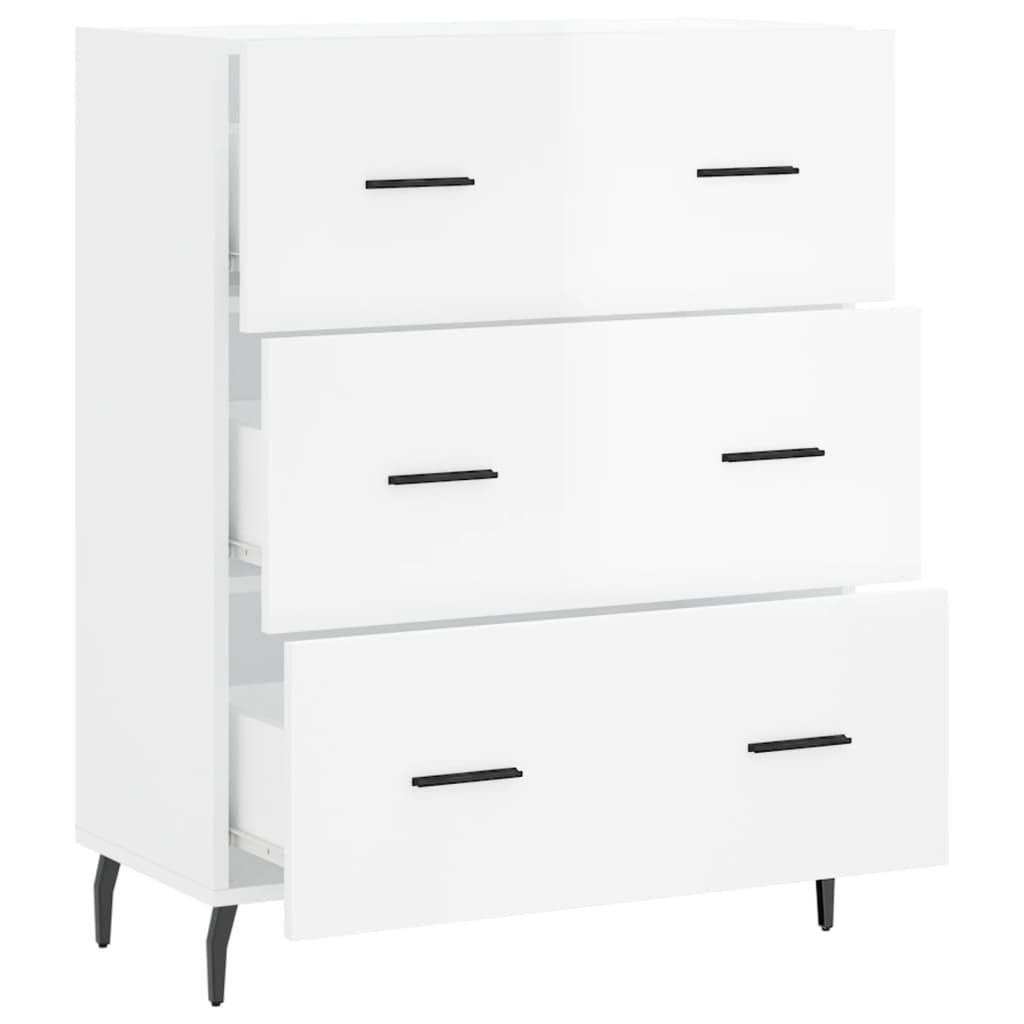Skjenk høyglans hvit 69,5x34x90 cm konstruert tre