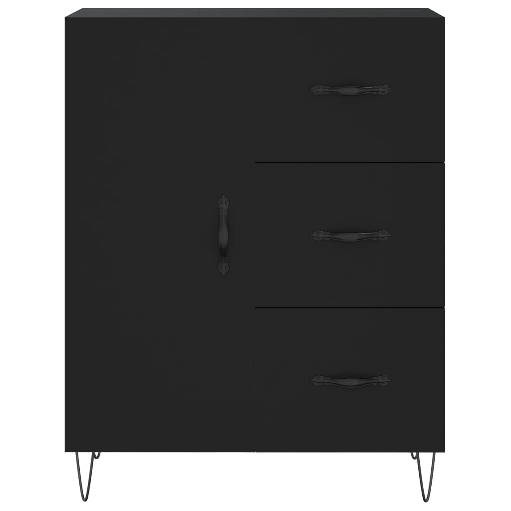 Skjenk svart 69,5x34x90 cm konstruert tre