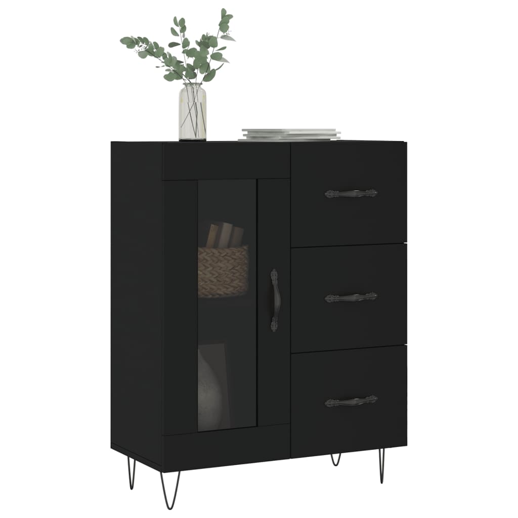 Skjenk svart 69,5x34x90 cm konstruert tre