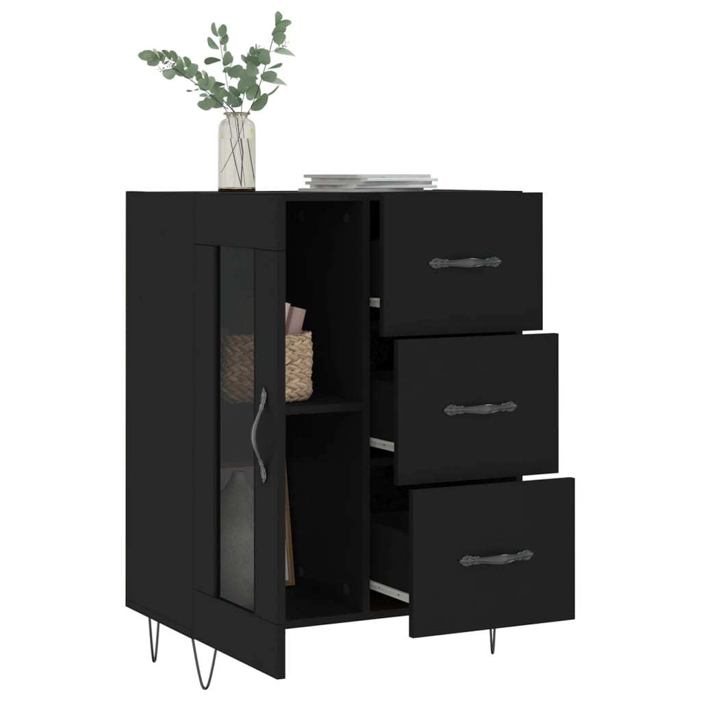 Skjenk svart 69,5x34x90 cm konstruert tre