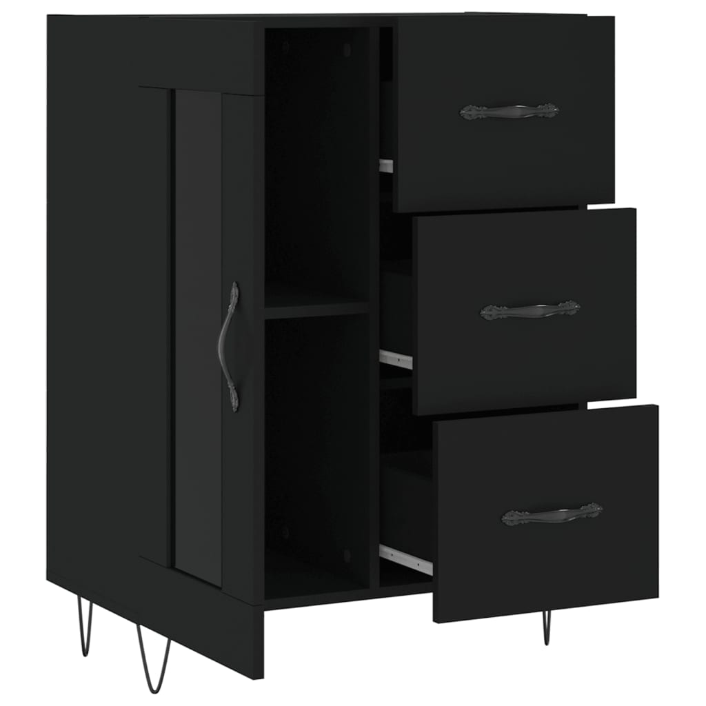 Skjenk svart 69,5x34x90 cm konstruert tre