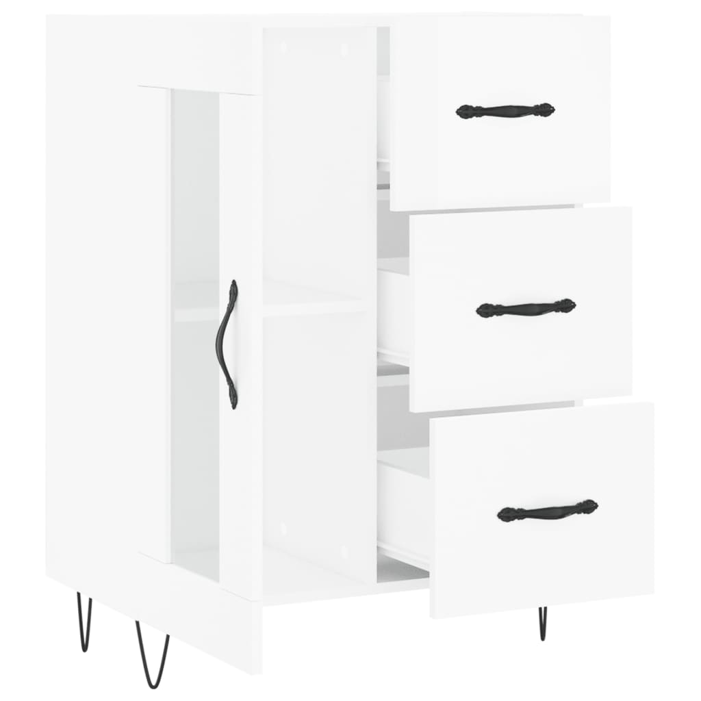 Skjenk høyglans hvit 69,5x34x90 cm konstruert tre