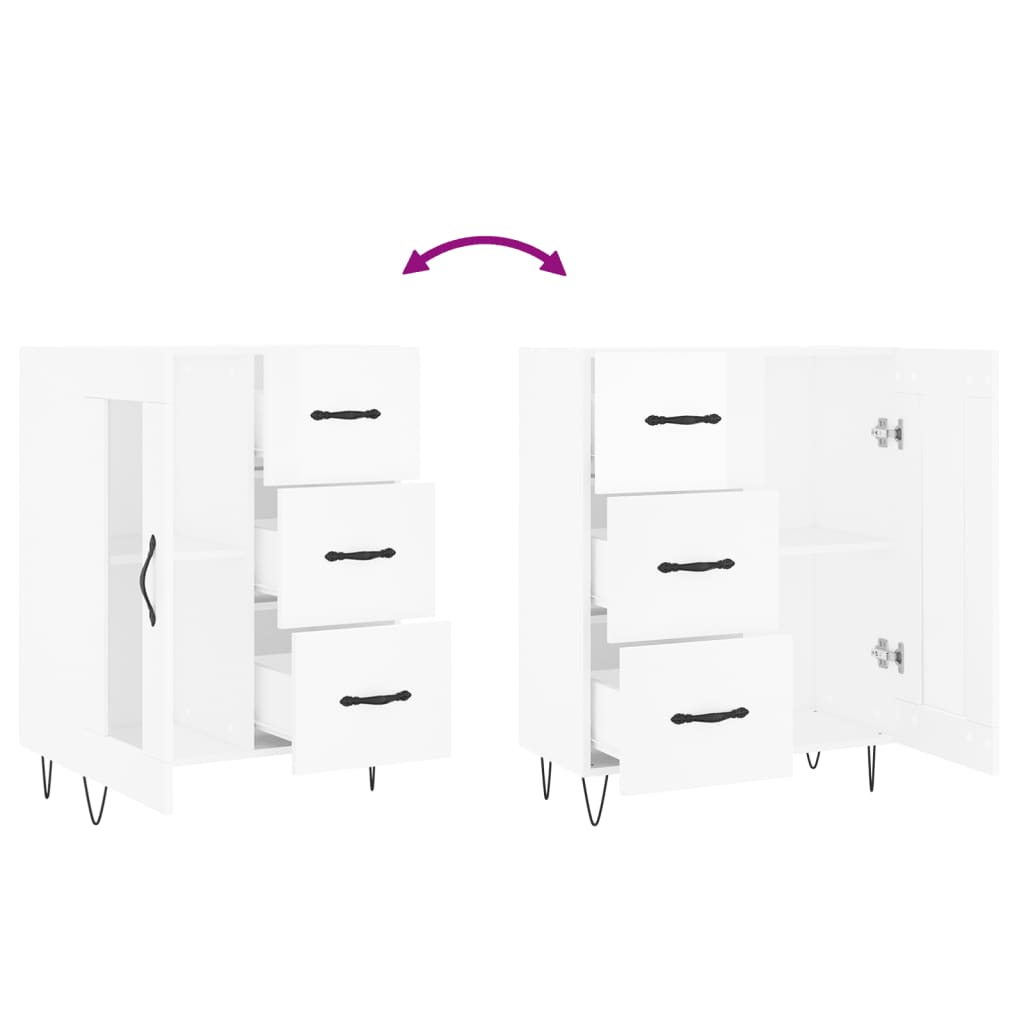 Skjenk høyglans hvit 69,5x34x90 cm konstruert tre