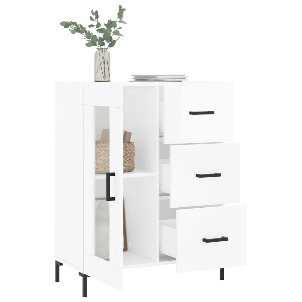 Skjenk høyglans hvit 69,5x34x90 cm konstruert tre