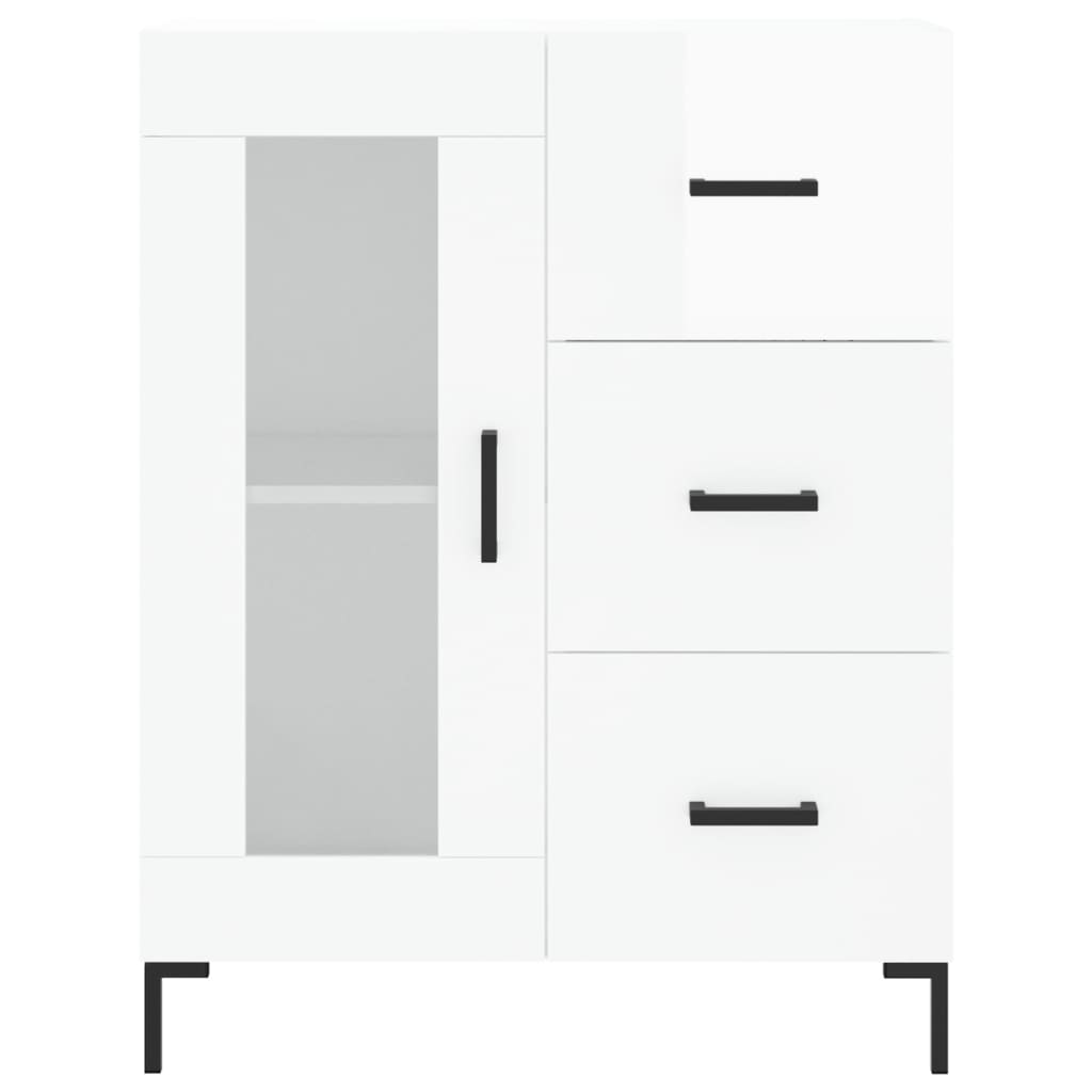 Skjenk høyglans hvit 69,5x34x90 cm konstruert tre