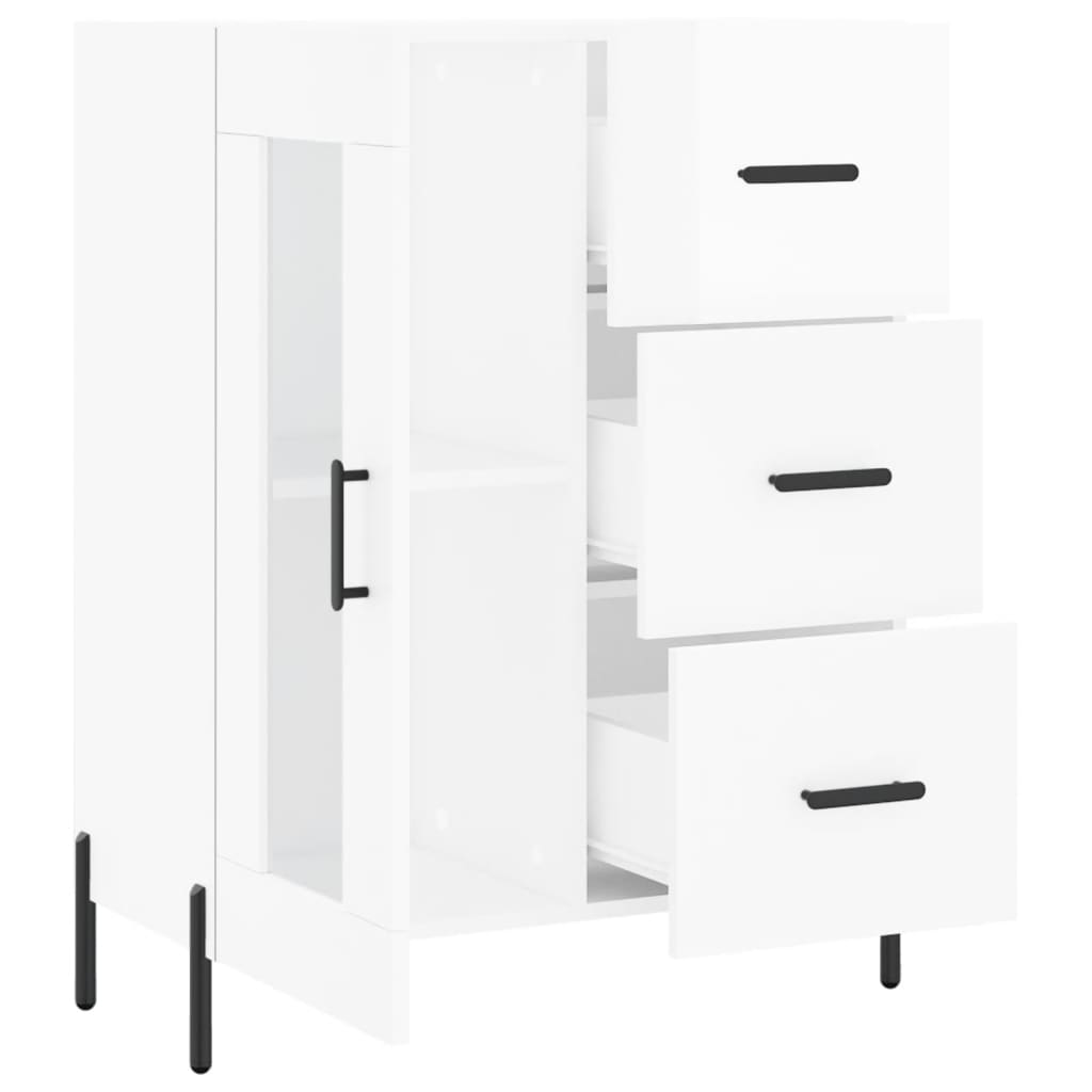 Skjenk høyglans hvit 69,5x34x90 cm konstruert tre