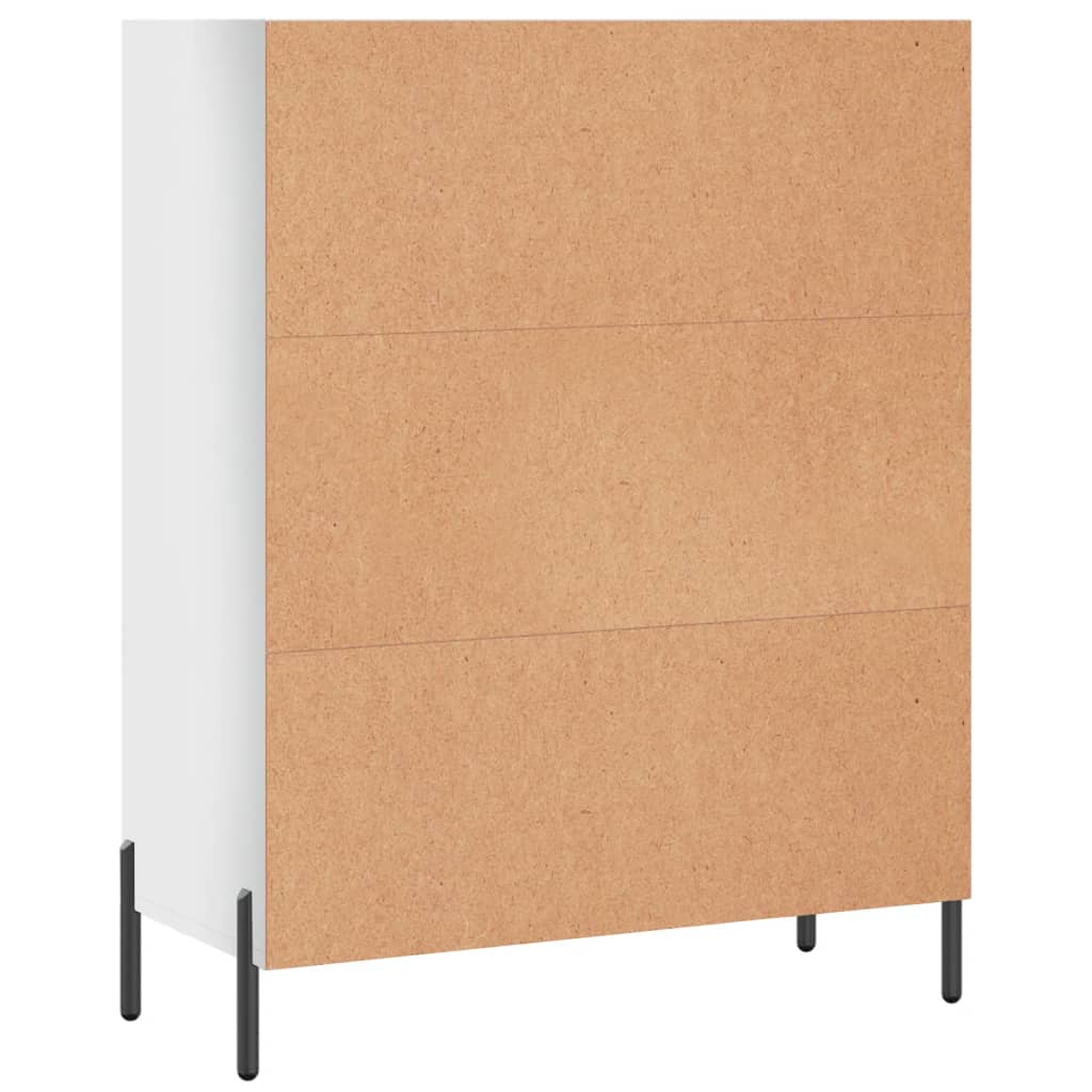 Hylle høyglans hvit 69,5x32,5x90 cm konstruert tre
