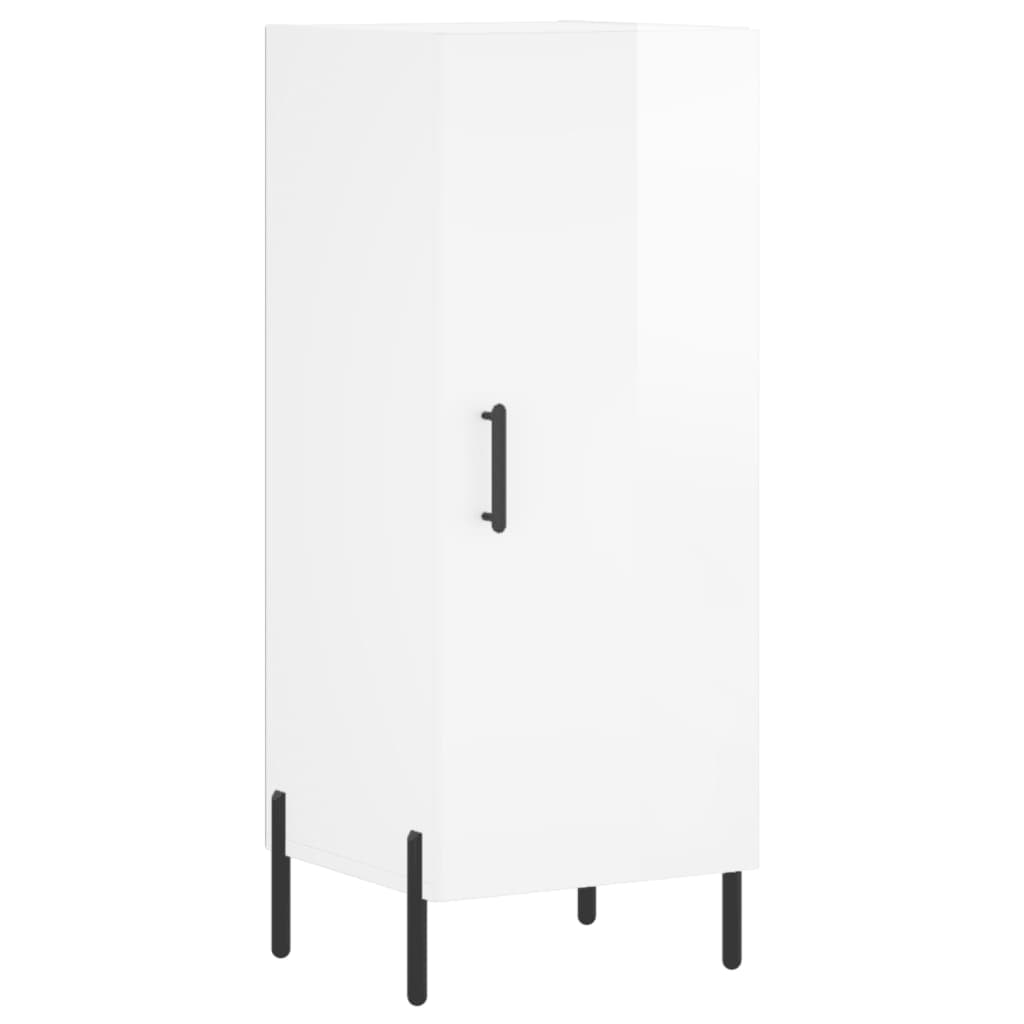 Skjenk høyglans hvit 34,5x34x90 cm konstruert tre