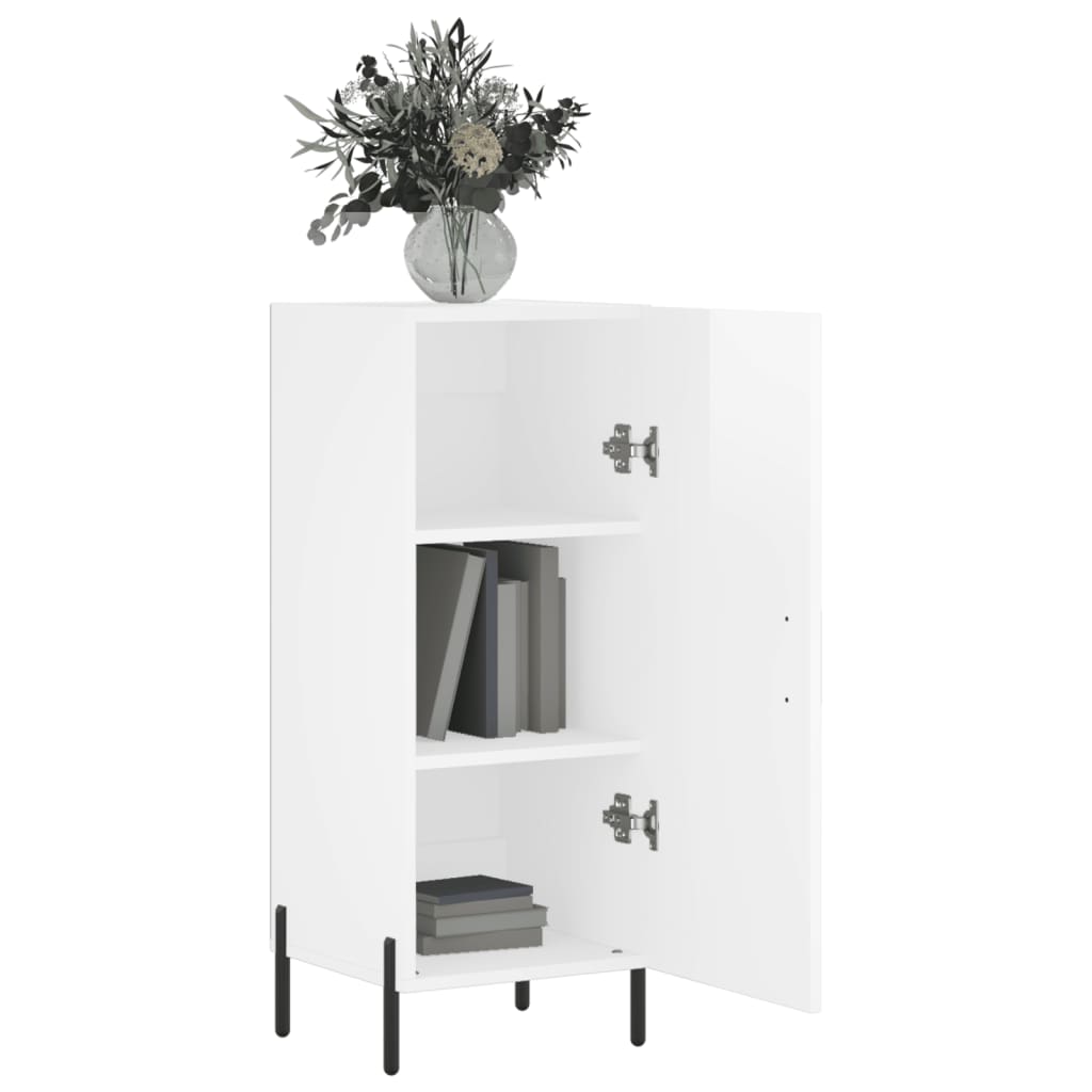Skjenk høyglans hvit 34,5x34x90 cm konstruert tre