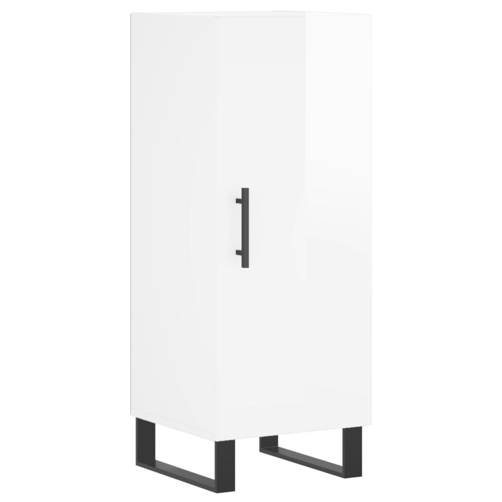Skjenk høyglans hvit 34,5x34x90 cm konstruert tre