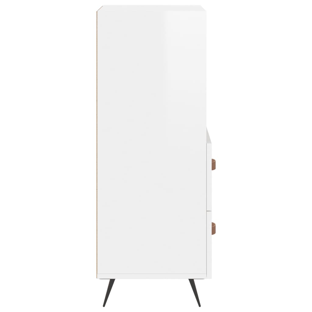 Skjenk høyglans hvit 34,5x34x90 cm konstruert tre