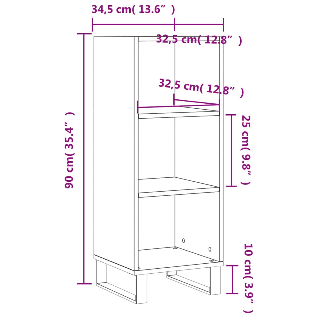 Skjenk betonggrå 34,5x32,5x90 cm konstruert tre