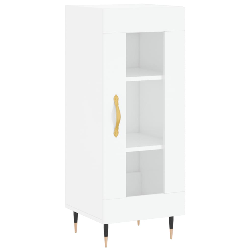 Skjenk høyglans hvit 34,5x34x90 cm konstruert tre