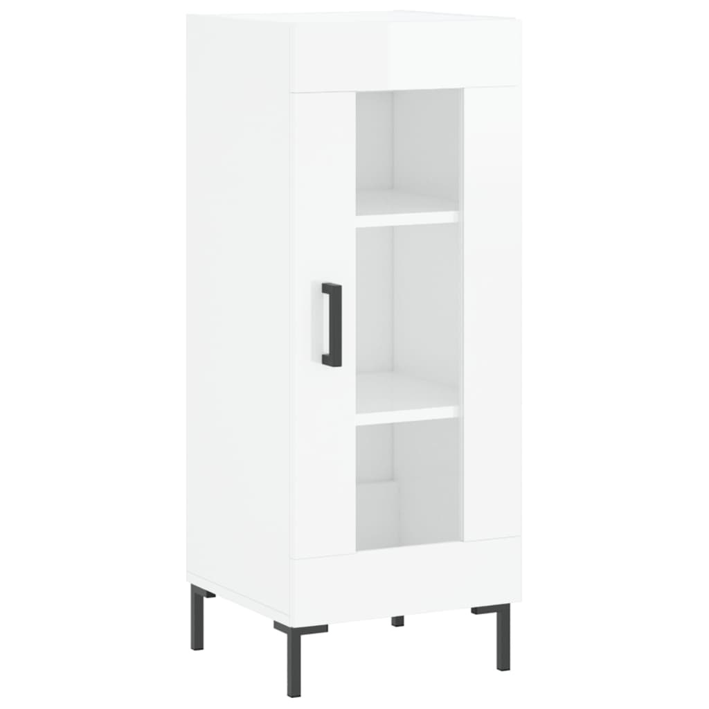 Skjenk høyglans hvit 34,5x34x90 cm konstruert tre