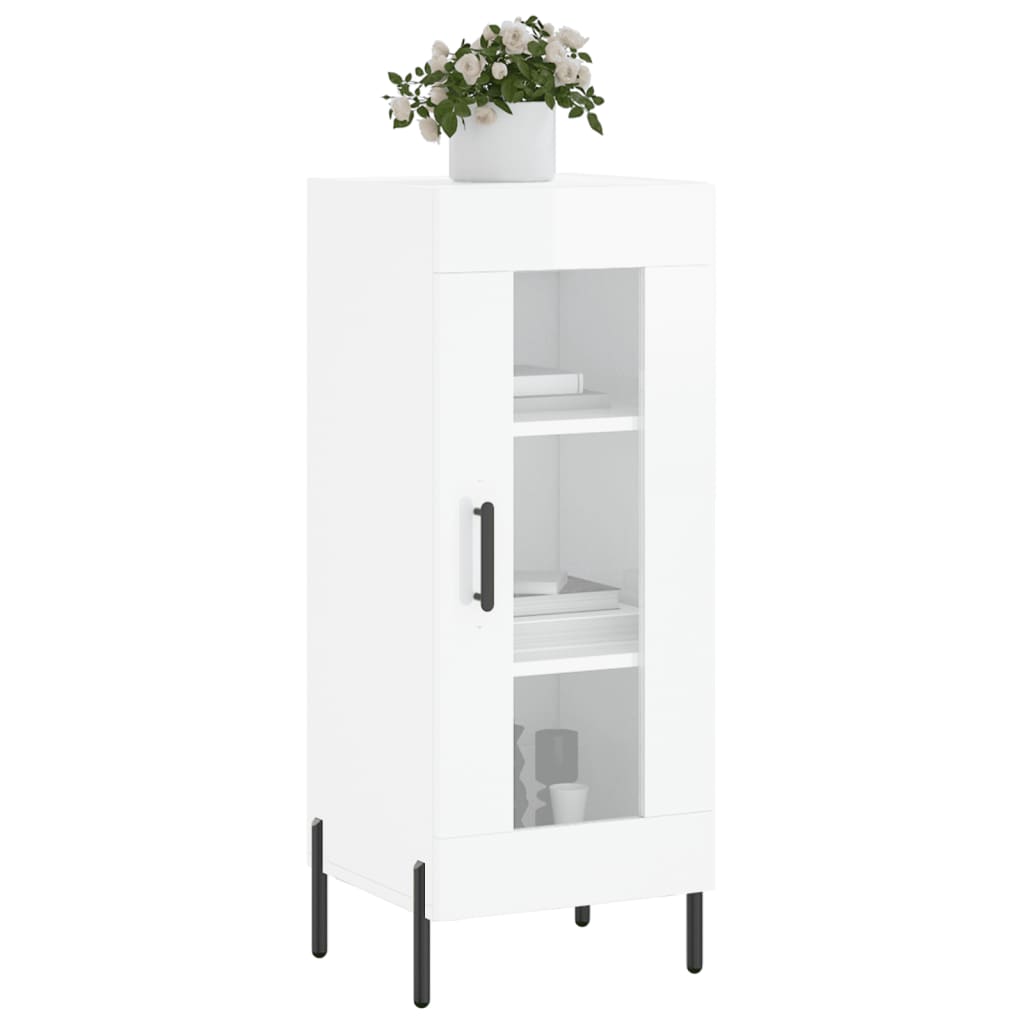 Skjenk høyglans hvit 34,5x34x90 cm konstruert tre
