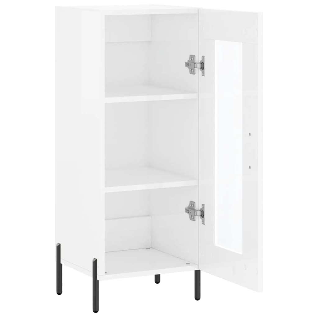 Skjenk høyglans hvit 34,5x34x90 cm konstruert tre