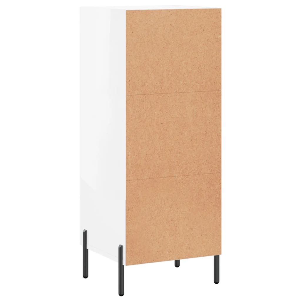 Skjenk høyglans hvit 34,5x34x90 cm konstruert tre