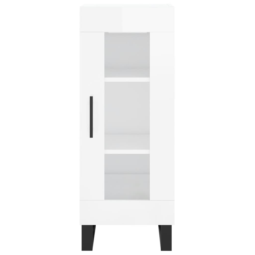 Skjenk høyglans hvit 34,5x34x90 cm konstruert tre