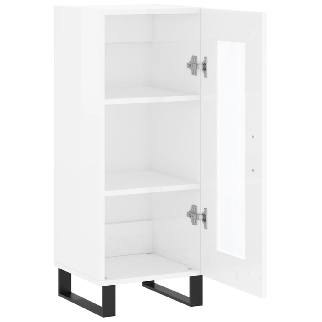 Skjenk høyglans hvit 34,5x34x90 cm konstruert tre
