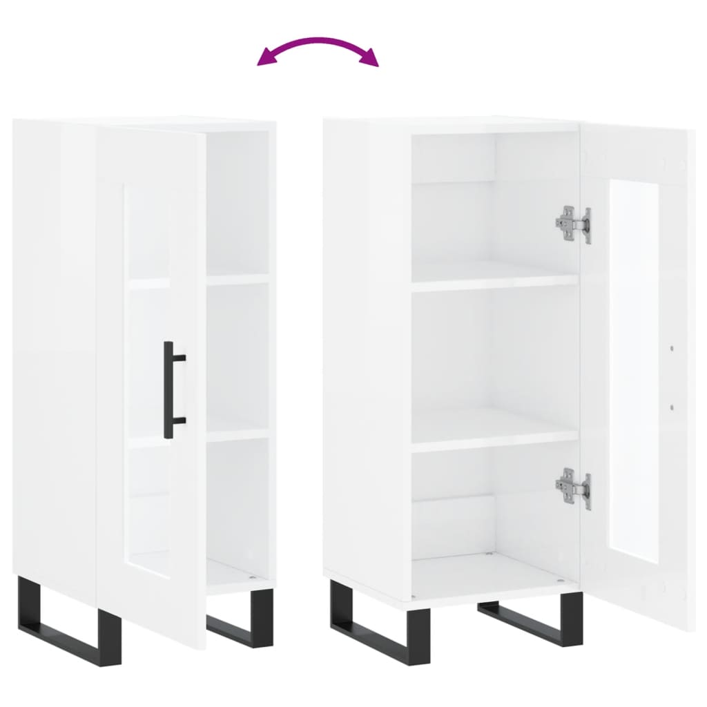 Skjenk høyglans hvit 34,5x34x90 cm konstruert tre