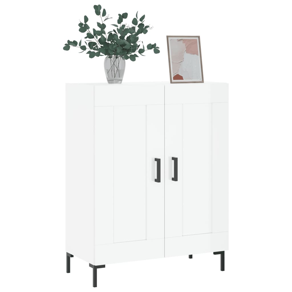 Skjenk høyglans hvit 69,5x34x90 cm konstruert tre