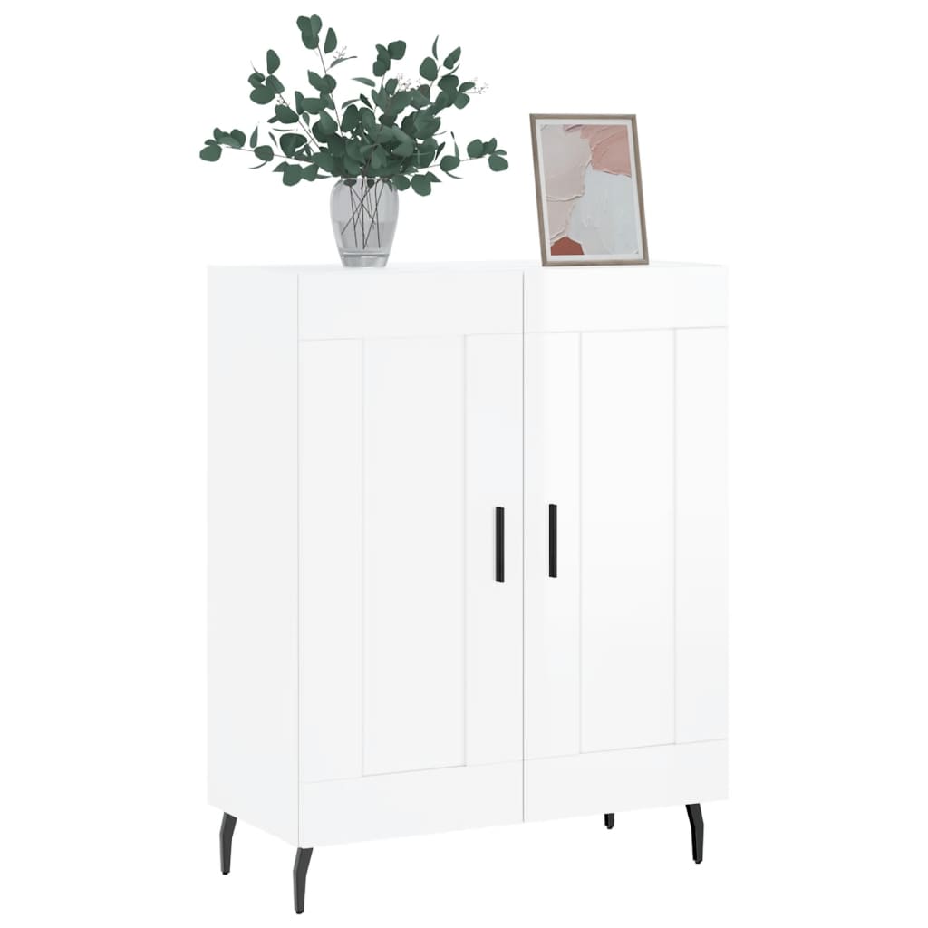 Skjenk høyglans hvit 69,5x34x90 cm konstruert tre