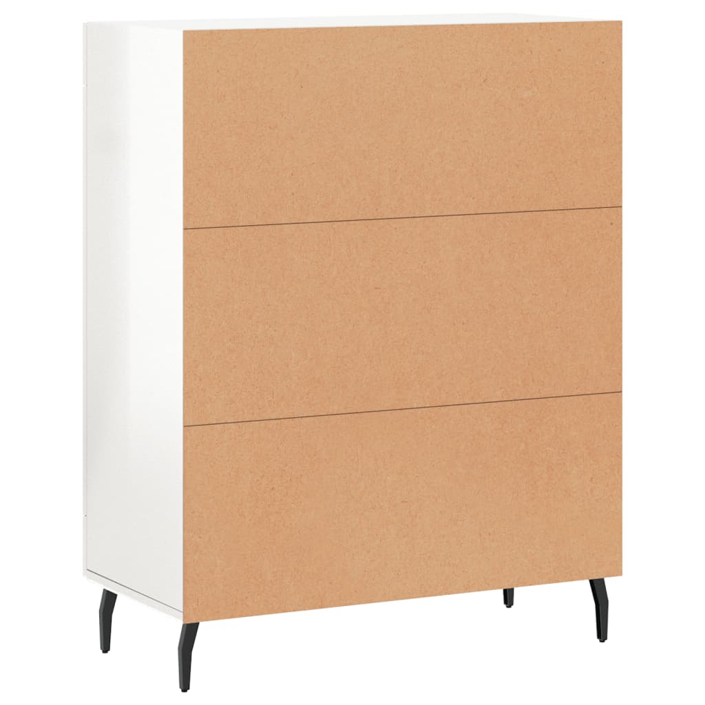 Skjenk høyglans hvit 69,5x34x90 cm konstruert tre