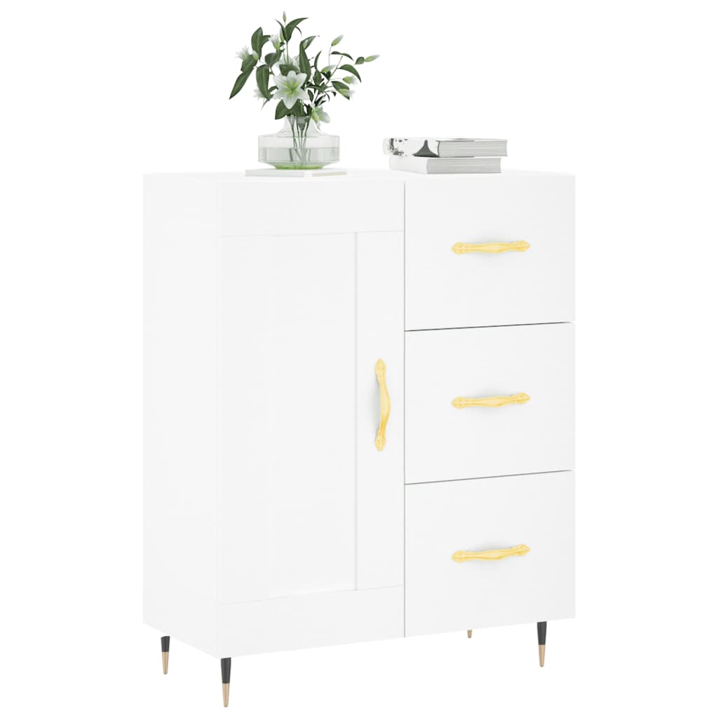 Skjenk hvit 69,5x34x90 cm konstruert tre