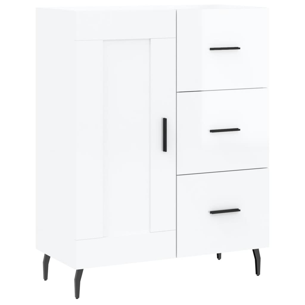Skjenk høyglans hvit 69,5x34x90 cm konstruert tre