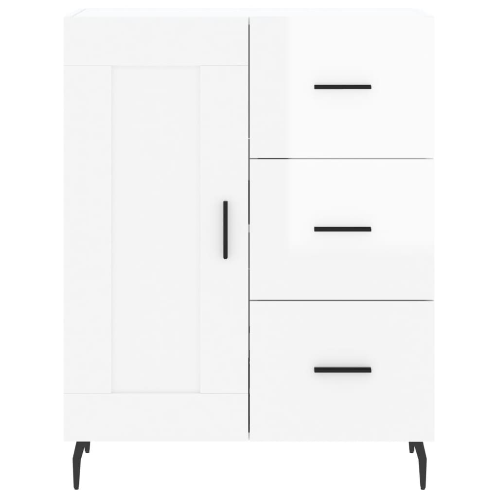 Skjenk høyglans hvit 69,5x34x90 cm konstruert tre