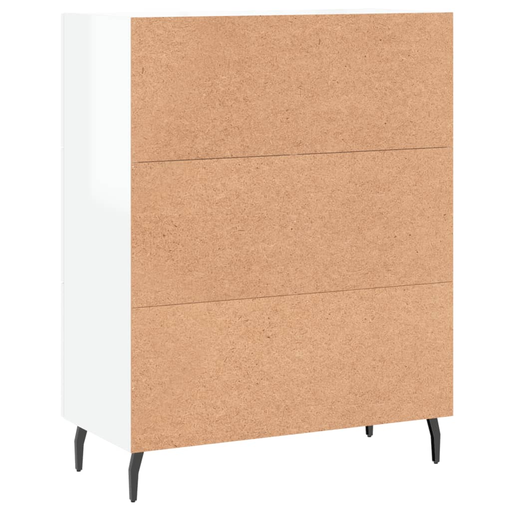 Skjenk høyglans hvit 69,5x34x90 cm konstruert tre
