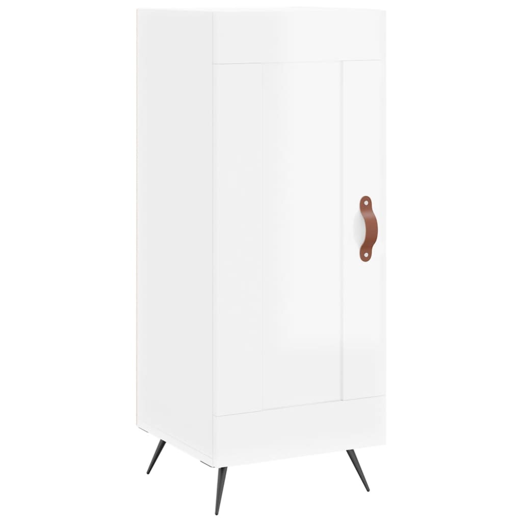 Skjenk høyglans hvit 34,5x34x90 cm konstruert tre